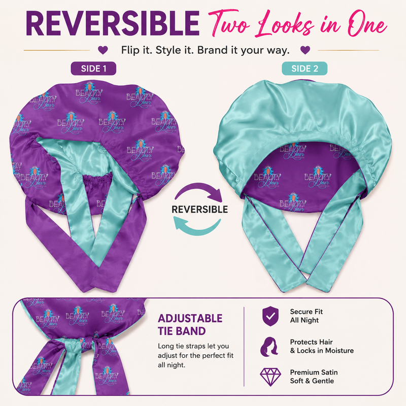 Custom Reversible Satin Bonnet with Tie Band