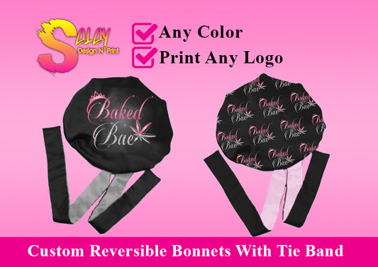 Custom Reversible Bonnets With Tie Band